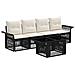 Set Divano da Giardino 5 pz Nero e Bianco Crema polyrattan - Foto miniatura 1