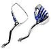 Coppia Specchietti Retrovisori Scooter Specchi Moto Custom Blu Dx+sx 8+10mm - Foto miniatura 3