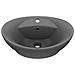 Lavabo Troppopieno Ovale Grigio Scuro Opaco 58,5x39cm Ceramica - Foto miniatura 1