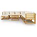Set Divani Da Giardino 9 Pz Con Cuscini Crema In Legno Acacia - Foto miniatura 3