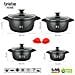 Mgk-12 Batteria Da Cucina Induzione Set Pentole 8 Pezzi Alluminio Fuso, Coperchi Vetro Nero - Foto miniatura 19