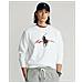 Ralph Lauren Felpa Uomo Bianca Girocollo Logo Stampato Big Pony Con Scritta Polo Ralph Lauren Polsini E Fondo A Coste Bianco Tg Xl - Foto miniatura 3
