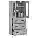 Credenza Grigio Cemento 69,5x34x180 Cm In Legno Multistrato - Foto miniatura 3
