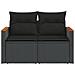 Divano Da Giardino Con Cuscini A 2 Posti Nero In Polyrattan - Foto miniatura 3