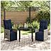 Set da pranzo da giardino  in 3 pezzi con cuscini in polyrattan grigio, Tavolo da giardino  nero 80x80x73 cm in vetro temperato - Foto miniatura 4