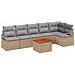 Set di Divano da Giardino  a 7 Pezzi con Cuscini Beige Rattan Acacia, Divano da Giardino a 2 Posti  con Cuscini Beige Rattan Sintetico - Foto miniatura 1