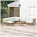 Set Salotto da Giardino 11pz con Cuscini Bianco Crema in Bambù - Foto miniatura 2