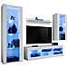 Komodee, Set Di Mobili Porta TV Tivoli Medio RTV, White /White, LED Blu, Larghezza 245 cm x Altezza 159 cm x Profondità 35 cm, Per soggiorno, Camera da letto - Foto miniatura 1