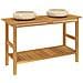 Mobile Vanità Bagno e Lavandini Marmo Crema Legno Massello Teak - Foto miniatura 1