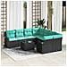 Set di divani con cuscino 9 pcs Nero e Turchese polyrattan - Foto miniatura 2