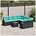 Set di divani con cuscino 9 pcs Nero e Turchese polyrattan - Foto miniatura 3