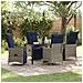 Set da Pranzo da Giardino  in 5 Pezzi con Cuscini Grigio Poly Rattan, Tavolo da Giardino  Nero 140x80x73 cm Vetro Temperato - Foto miniatura 2