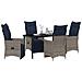 Set da Pranzo da Giardino  in 5 Pezzi con Cuscini Grigio Poly Rattan, Tavolo da Giardino  Nero 140x80x73 cm Vetro Temperato - Foto miniatura 3