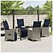 Set da Pranzo da Giardino  in 5 Pezzi con Cuscini Grigio Poly Rattan, Tavolo da Giardino  Nero 140x80x73 cm Vetro Temperato - Foto miniatura 4