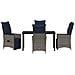 Set da Pranzo da Giardino  in 5 Pezzi con Cuscini Grigio Poly Rattan, Tavolo da Giardino  Nero 140x80x73 cm Vetro Temperato - Foto miniatura 6