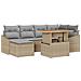 Set da Pranzo Giardino 7 Pezzi con Cuscini Beige Rattan Sintetico Acacia - Foto miniatura 1