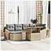Set da Pranzo Giardino 7 Pezzi con Cuscini Beige Rattan Sintetico Acacia - Foto miniatura 2