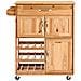 Carrello Per Cucina In Legno Massello Con Ruote, Cassetti E Portabottiglie, Colore Naturale - Foto miniatura 1