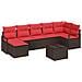 Set di divani con cuscino 8 pcs Marrone e Rosso polyrattan - Foto miniatura 1