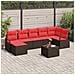 Set di divani con cuscino 8 pcs Marrone e Rosso polyrattan - Foto miniatura 2