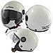 Jet Casco Moto Scooter Lunga Visiera Ece2205 Certificato Parasole Bianco S - Foto miniatura 10