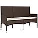 Panca Da Giardino A 3 Posti Con Cuscini In Polyrattan Marrone - Foto miniatura 2