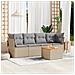 Set Divano da Giardino 5 pz con Cuscini Beige in Polyrattan - Foto miniatura 2
