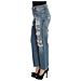 Jeans Cropped Stile Boyfriend In Cotone Lavato Blu - W26 - Foto miniatura 2