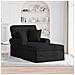 Chaise Longe con Gonna con cuscino 3 pcs Nero Tessuto - Foto miniatura 2