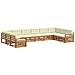 Set divani 10 pcs Naturale e Crema Legno di Acacia Massello - Foto miniatura 1