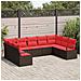 Set Divano da Giardino 9 pcs Marrone e Rosso polyrattan - Foto miniatura 2