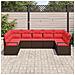 Set Divano da Giardino 9 pcs Marrone e Rosso polyrattan - Foto miniatura 3