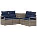 Set di divani 5 pz Grigio e Blu Navy Rattan sintetico e Acciaio - Foto miniatura 1