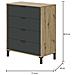 Cassettiera Rochester, Settimanale A 4 Cassetti, Mobile Comò Per Camera Da Letto, Comò Moderno, 76x40h94 Cm, Rovere Nodi E Antracite - Foto miniatura 3