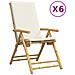 Sedie da Giardino Reclinabili 6 pz Cuscini Bianco Crema Bambù - Foto miniatura 1