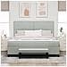 Letto con Box Spring con Materasso e Panca Grigio Chiaro 180x200 cm Velluto - Foto miniatura 5