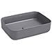 Lavabo Rettangolare Da Appoggio Senza Troppo Pieno In Ceramica Senza Foro Rubinetto - Grigio Pietra Opaco - Foto miniatura 1