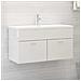Mobile Lavabo Bianco Lucido 90x38,5x46 cm in Legno Multistrato - Foto miniatura 1