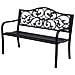 Panchina da Giardino 2 Posti con Schienale Decorato in Ghisa e Metallo, 127x60x89cm, Nero - Foto miniatura 1