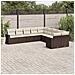 Set Divani Da Giardino 10pz Con Cuscini In Polyrattan Marrone - Foto miniatura 7