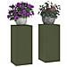 Supporti per Piante da Esterno Pillar 2 pz Verde Oliva 24x24x55 cm Acciaio - Foto miniatura 3
