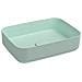 Lavabo Rettangolare Da Appoggio Senza Troppo Pieno In Ceramica Senza Foro Rubinetto - Menta Opaco - Foto miniatura 1
