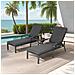 Mobili Da Salotto Con Chaise Longue, Con Cuscino In Cotone Impermeabile Grigio, Alluminio Resistente Alla Ruggine Reclinabile Regolabile (1 Pz) - Foto miniatura 4