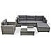 Set 6 Pz Divano Da Giardino In Polirattan Grigio - Foto miniatura 1