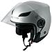 Jet Casco Scooter Moto Certificato Ece2205 Parasole Lunga Visiera Argento S - Foto miniatura 1