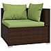 Set Divani Da Giardino 4 Pz Con Cuscini In Polyrattan Marrone - Foto miniatura 4