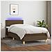 Letto a Molle Materasso e LED Marrone Scuro 80x200cm in Tessuto - Foto miniatura 6