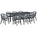 Set da pranzo da giardino 10 pezzi con cuscini grigi in polyrattan,  Tavolo da giardino allungabile anthracite (140-210)x90x73 cm in acciaio - Foto miniatura 1