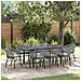 Set da pranzo da giardino 10 pezzi con cuscini grigi in polyrattan,  Tavolo da giardino allungabile anthracite (140-210)x90x73 cm in acciaio - Foto miniatura 2