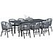 Set da pranzo da giardino 10 pezzi con cuscini grigi in polyrattan,  Tavolo da giardino allungabile anthracite (140-210)x90x73 cm in acciaio - Foto miniatura 3